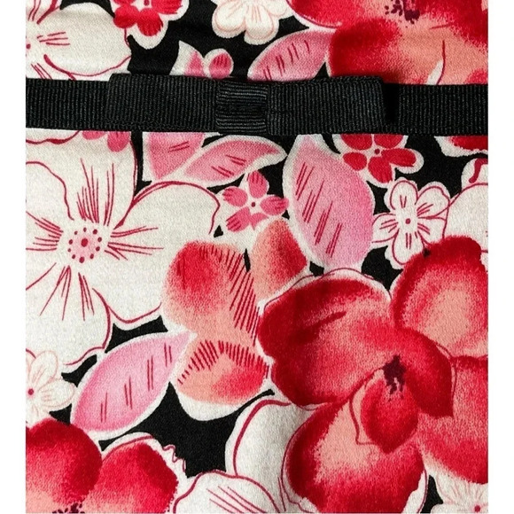 Notations Petite Floral Panel Swing Skirt Pink White Ribbon Detail Women Size PL - Picture 3 of 7